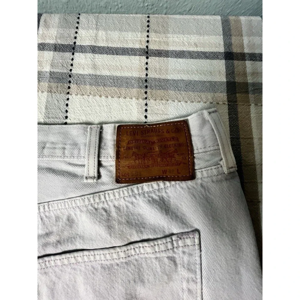 Levis 501 Premium Jean Shorts Men 42 White w/Purple Stitching Mushroom Tab Rare